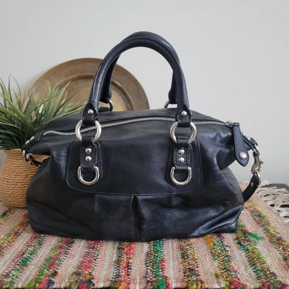 Coach Ashley Black Leather Satchel Bag